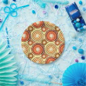 スターバーストとピンホイール、茶色と黄色 ペーパープレート (パーティー)