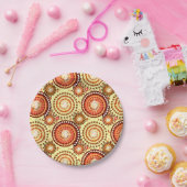 スターバーストとピンホイール、茶色と黄色 ペーパープレート (パーティー)