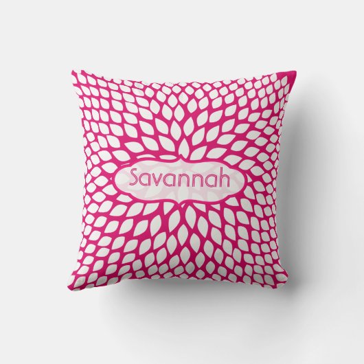 スターバーストフラワーガーリー渦巻形の明るい赤紫色枕 クッション (裏面)