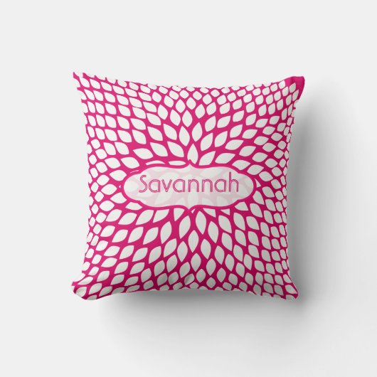 スターバーストフラワーガーリー渦巻形の明るい赤紫色枕 クッション (正面)