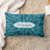 スターバーストフラワーティール(緑がかった色)パーソナライズされた枕 ランバークッション (ブランケット)