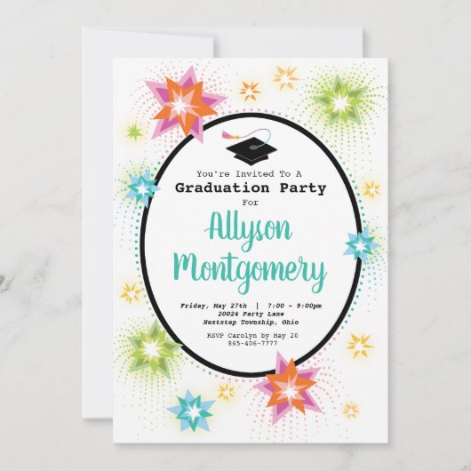 スターバースト卒業パーティー招待状 招待状 (正面)