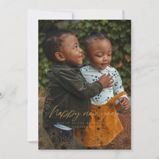 スターバースト新年写真カード 招待状 (正面)