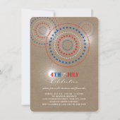 スターバースト花火7月4日パーティー招待状 招待状 (正面)