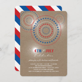スターバースト花火7月4日パーティー招待状 招待状