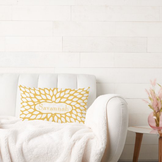 スターバースト花黄パーソナライズされた枕 ランバークッション (ソファ)