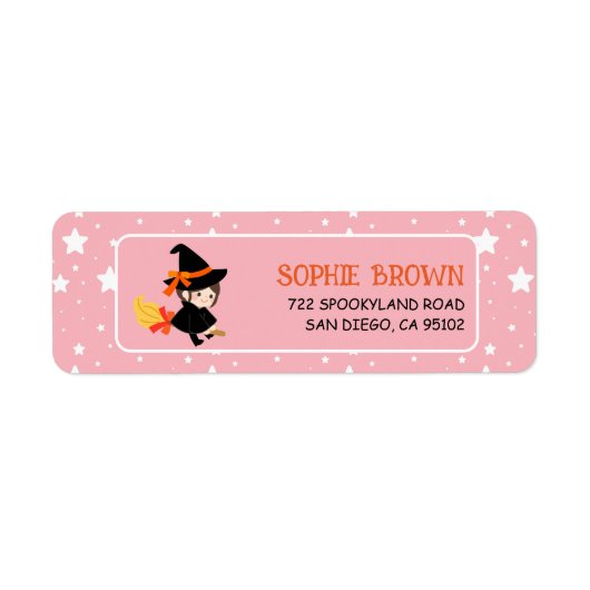 スターパターンキュートウィッチハロウィーン差出人住所 ラベル (正面)