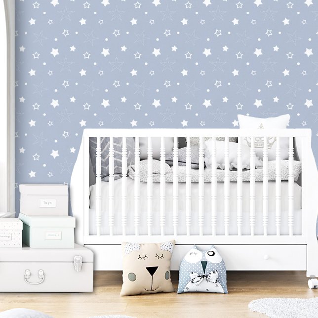 スターパターンブルースカイ子供部屋キッズボーイ 壁紙 (Star Pattern Blue Sky Nursery Kids Boy Wallpaper)