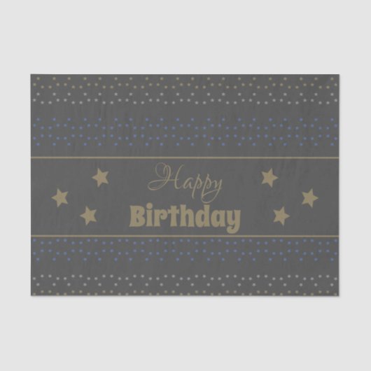 スターパターン（の模様が）あるダークグレーティッシュペーパー誕生日 薄葉紙 (正面)