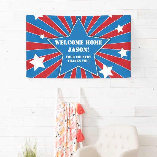 スターパーソナライズされたズとストライプの軍隊バナー 横断幕 (インサイチュ)