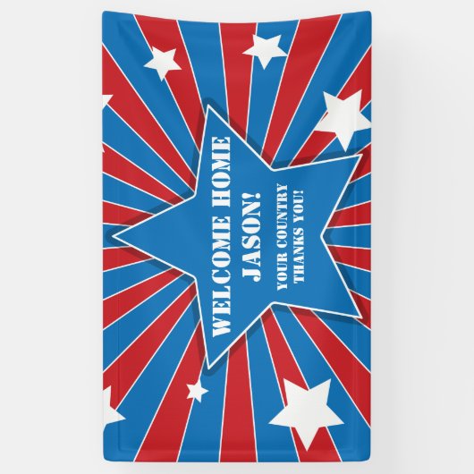 スターパーソナライズされたズとストライプの軍隊バナー 横断幕 (縦)