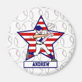 スターパーソナライズされたズ&ストライプベースボールバッターv1 マグネット (正面)