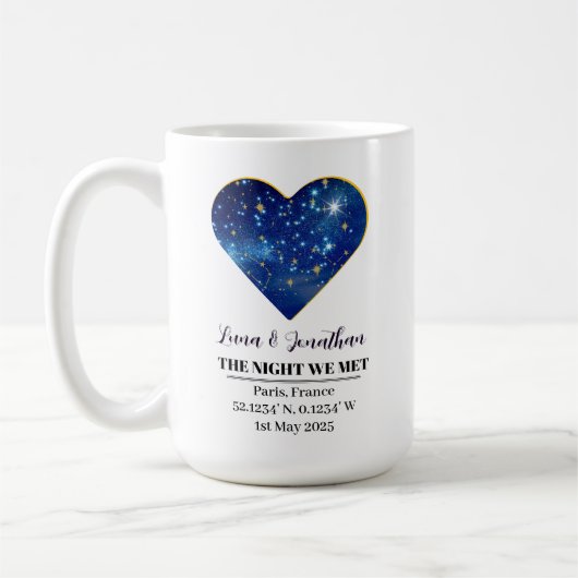 スターパーソナライズされたマップマグカップ:私たちが会った夜 コーヒーマグカップ (左)