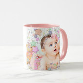 スターパーソナライズされたリーベビーフォトピンクコーヒーマグ マグカップ (正面右)