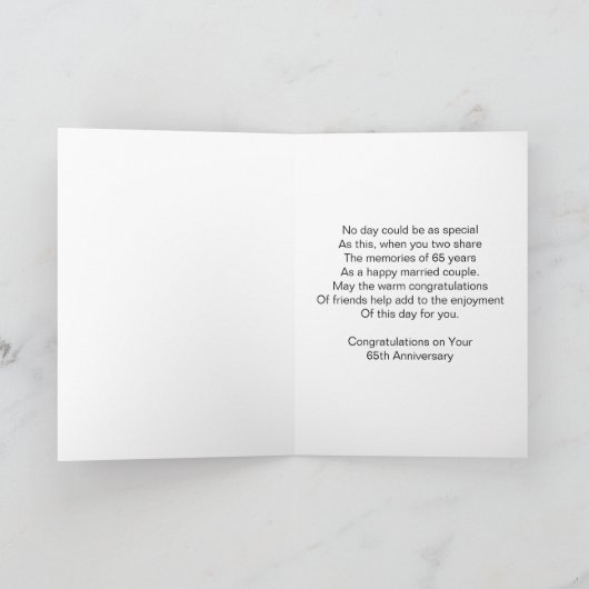 スターパーソナライズされた65th結婚の記念日 カード (内部)