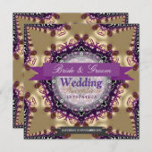 スターパープ王室のル金ゴールド結婚式の披露宴招待状 招待状 (正面/裏面)