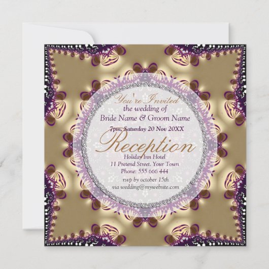 スターパープ王室のル金ゴールド結婚式の披露宴招待状 招待状 (裏面)