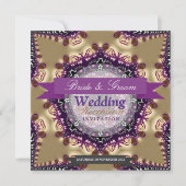 スターパープ王室のル金ゴールド結婚式の披露宴招待状 招待状 (正面)