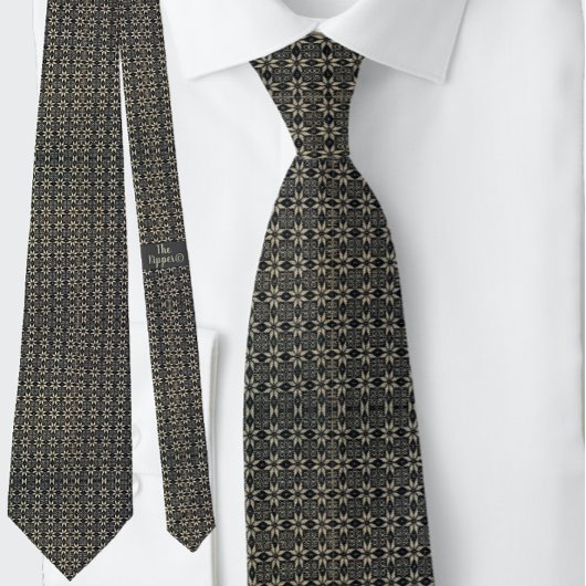 スタービクトリアンモティフブラックブラウン ネクタイ