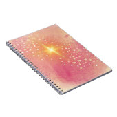 スターピンクのオレンジ色の黄色いグラデーション水色 ノートブック (右側)