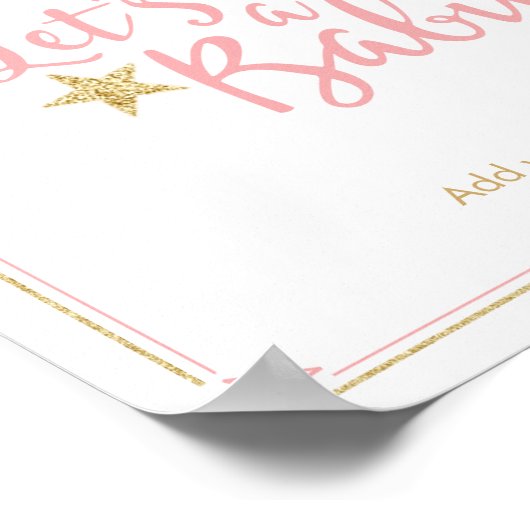 スターピンクの金ゴールドグリッターが赤ちゃんシャワーゲームを ポスター (角)