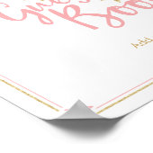 スターピンク金ゴールドグリッターベビーシャワーゲストブックサイン ポスター (角)