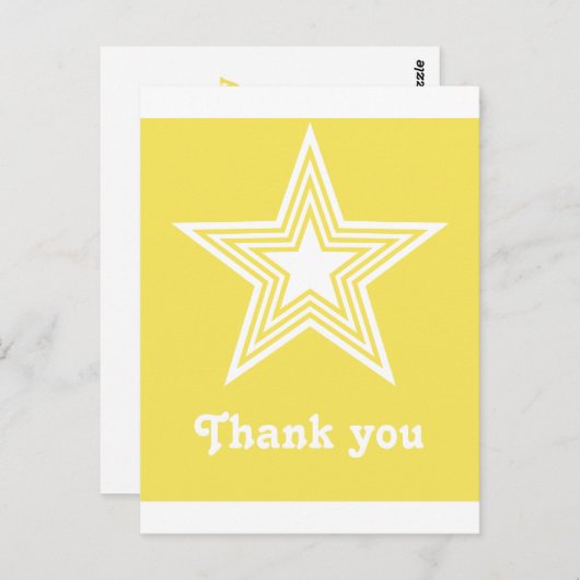 スターファンキースウィート16フラットサンキューノーテカードイエロー ポストカード (正面/裏面)