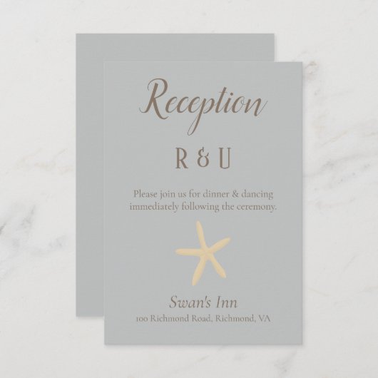 スターフィッかわいらしグブルーとブラウン披露宴 エンクロージャーカード (正面/裏面)