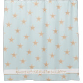 スターフィッカスタムクTXTホワイトストライプパステル光ティール(緑がかった色) シャワーカーテン (正面)