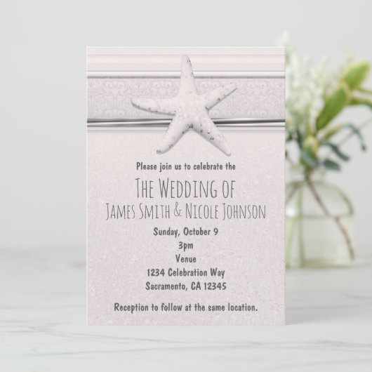 スターフィックラシックグホワイトビーチ結婚式招待状 招待状 (スタンド正面)