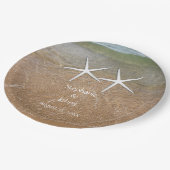 スターフィッシュかわいいカップル航海のビーチ結婚式2023 ペーパープレート (アングル)