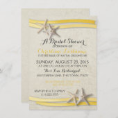 スターフィッシュとイエローリボンブライダルシャワー 招待状 (正面/裏面)