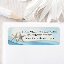 スターフィッシュとスカイブルーリボンラベル ラベル