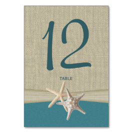 スターフィッシュとバーラップのテーブル番号カード テーブルナンバー