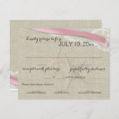 スターフィッシュとリボンビーチピンクRSVP 出欠カード (正面/裏面)