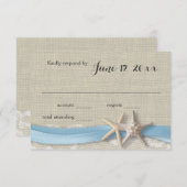 スターフィッシュとリボンビーチライトブルーRSVP 出欠カード (正面/裏面)