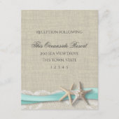 スターフィッシュとレース素朴ビーチ応答カード エンクロージャーカード (正面)