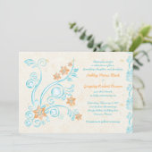 スターフィッシュと水の目的地の結婚式招待状 招待状 (スタンド正面)