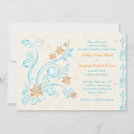 スターフィッシュと水の目的地の結婚式招待状 招待状