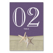 スターフィッシュとBurlap紫色のテーブルナンバーカード テーブルナンバー (裏面)