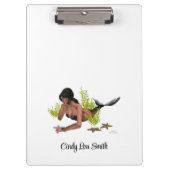 スターフィッシュのクリップボードを持つBrunetteマーメイド クリップボード (正面)