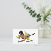 スターフィッシュの名刺を持つブルネットの人魚 名刺 (スタンド正面)