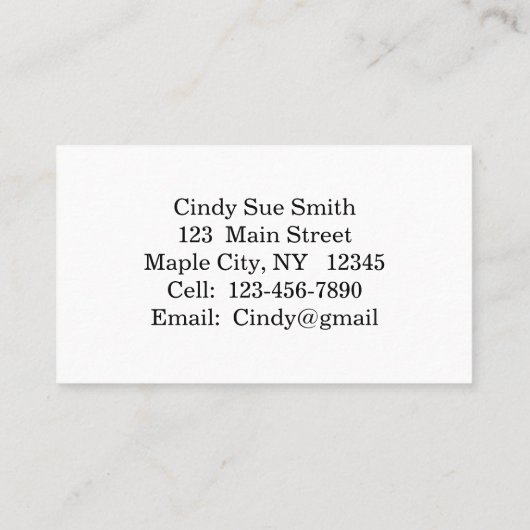 スターフィッシュの名刺を持つブルネットの人魚 名刺 (裏面)