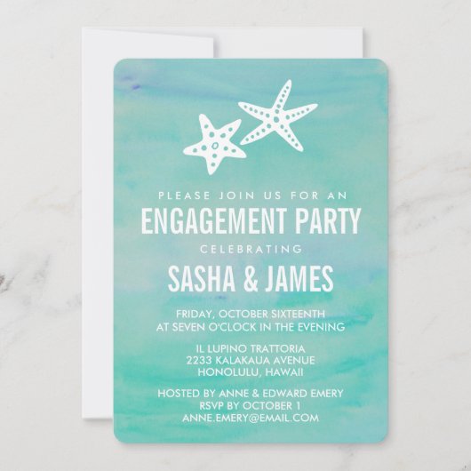 スターフィッシュアクア婚約パーティ招待状 招待状 (正面)