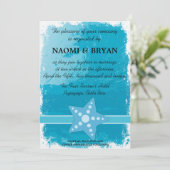 スターフィッシュアンドウェーブ – スカイブルー結婚式招待状 招待状 (スタンド正面)