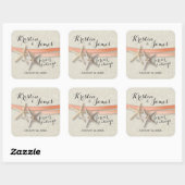 スターフィッシュアンドコーラルリボンビーチ結婚式 スクエアシール (シート)