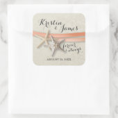 スターフィッシュアンドコーラルリボンビーチ結婚式 スクエアシール (バッグ)