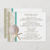 スターフィッシュアンドサンドドルティール（緑がかった色）海ロマンス エンクロージャーカード (正面/裏面)