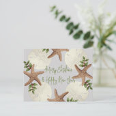 スターフィッシュアンドサンドドルビーチクリスマスポストカード ポストカード (スタンド正面)