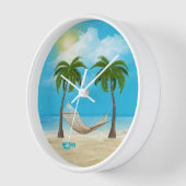 スターフィッシュアンドハンモックオントロピカルビーチ 壁時計 (傾斜)